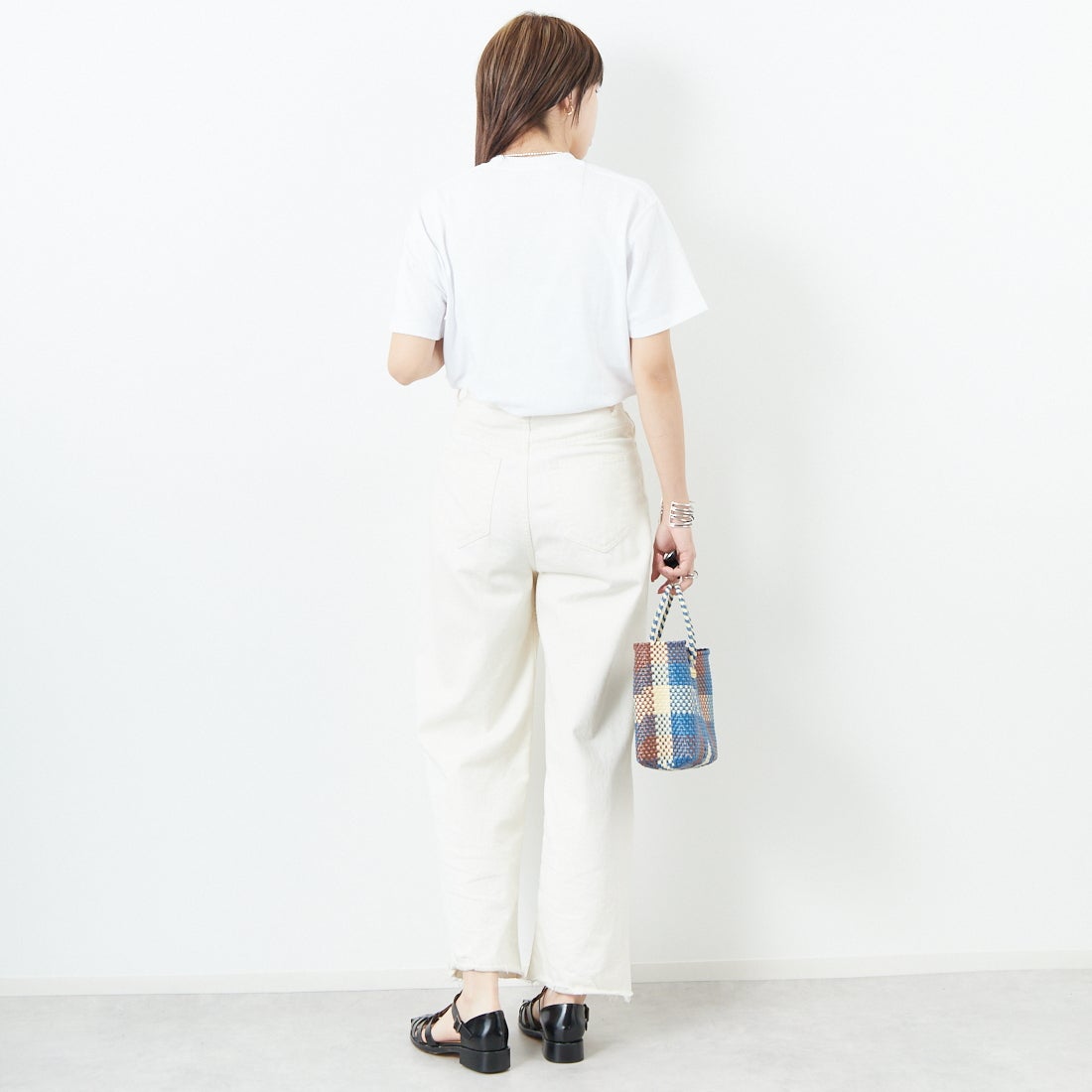DANTON [ダントン] ソリッド ポケットTシャツ [DT-C0197TCB] WHITE &&モデル身長：167cm 着用サイズ：S&&