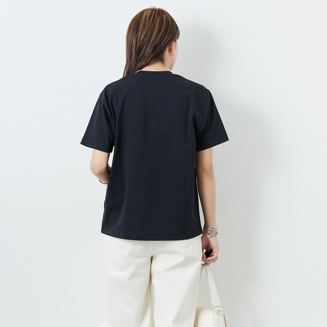 DANTON [ダントン] ソリッド ポケットTシャツ [DT-C0197TCB] BLACK &&モデル身長：167cm 着用サイズ：S&&