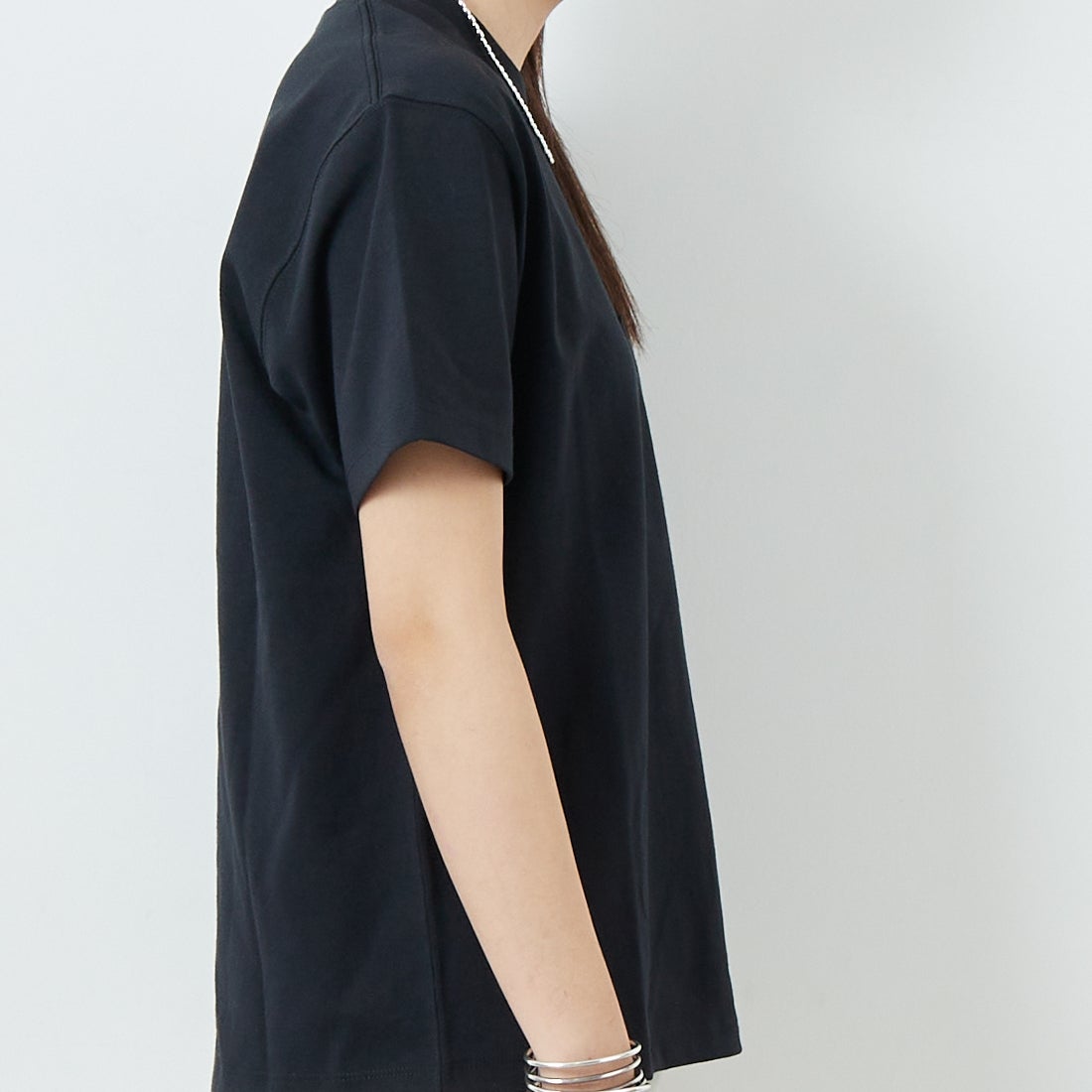 DANTON [ダントン] ソリッド ポケットTシャツ [DT-C0197TCB] BLACK &&モデル身長：167cm 着用サイズ：S&&