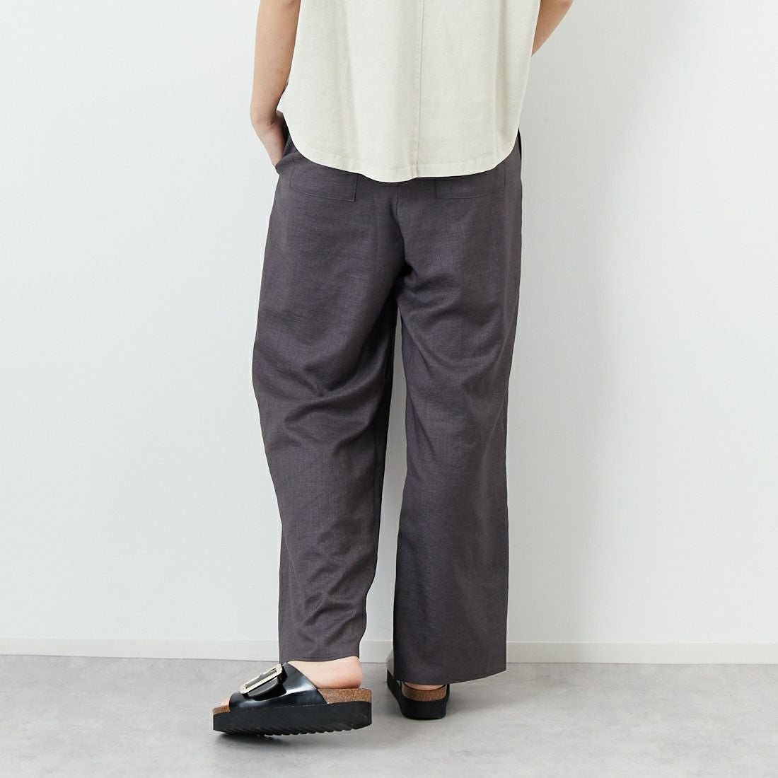 Jeans Factory Clothes [ジーンズファクトリークローズ] 杢調タンブラーツイルワイドパンツ [J-4402] 030 ﾁｬｺｰﾙ &&モデル身長：167cm 着用サイズ：38&&