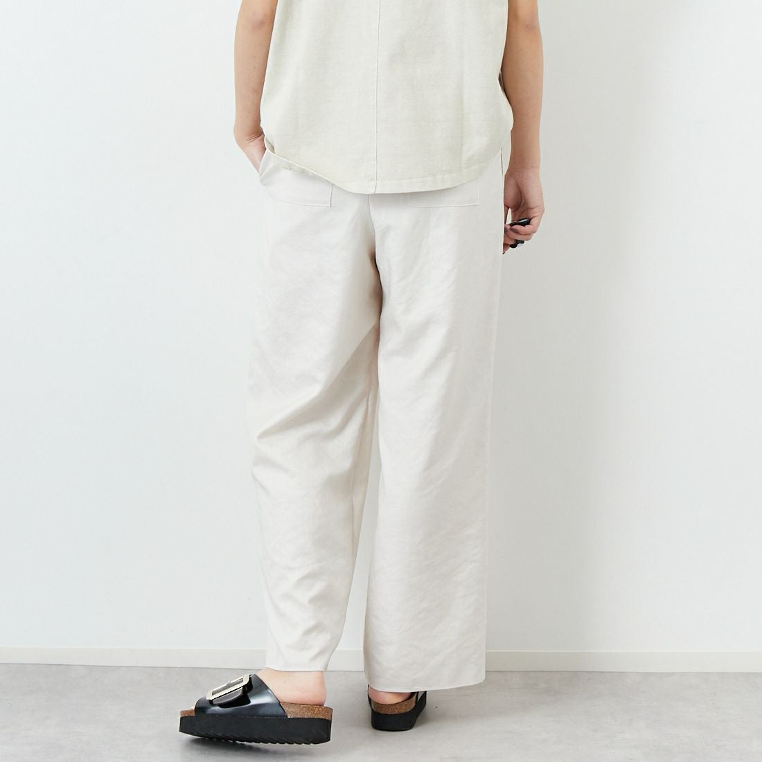 Jeans Factory Clothes [ジーンズファクトリークローズ] 杢調タンブラーツイルワイドパンツ [J-4402] 120 ｵﾌﾎﾜｲﾄ &&モデル身長：167cm 着用サイズ：38&&