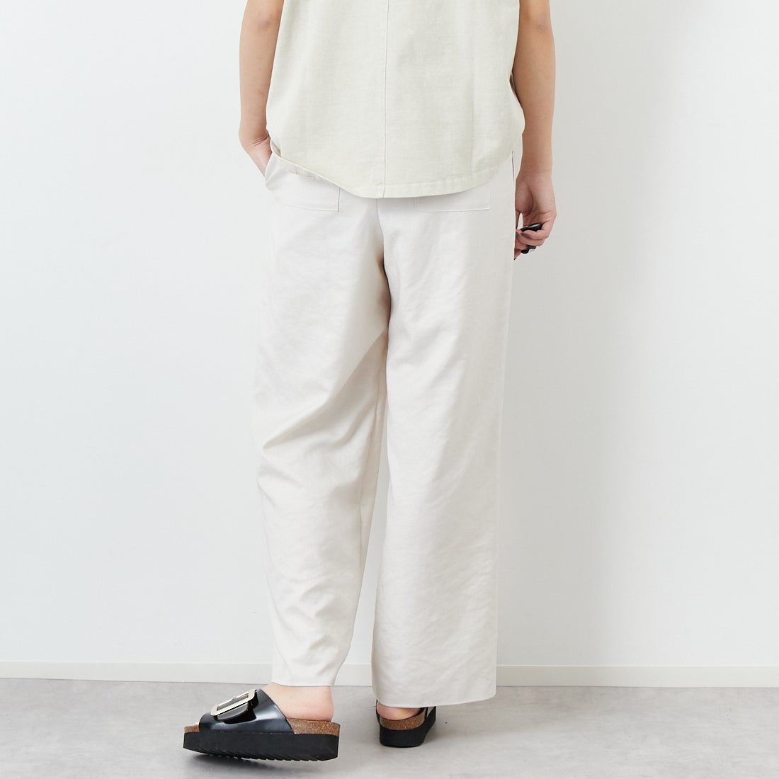 Jeans Factory Clothes [ジーンズファクトリークローズ] 杢調タンブラーツイルワイドパンツ [J-4402] 120 ｵﾌﾎﾜｲﾄ &&モデル身長：167cm 着用サイズ：38&&