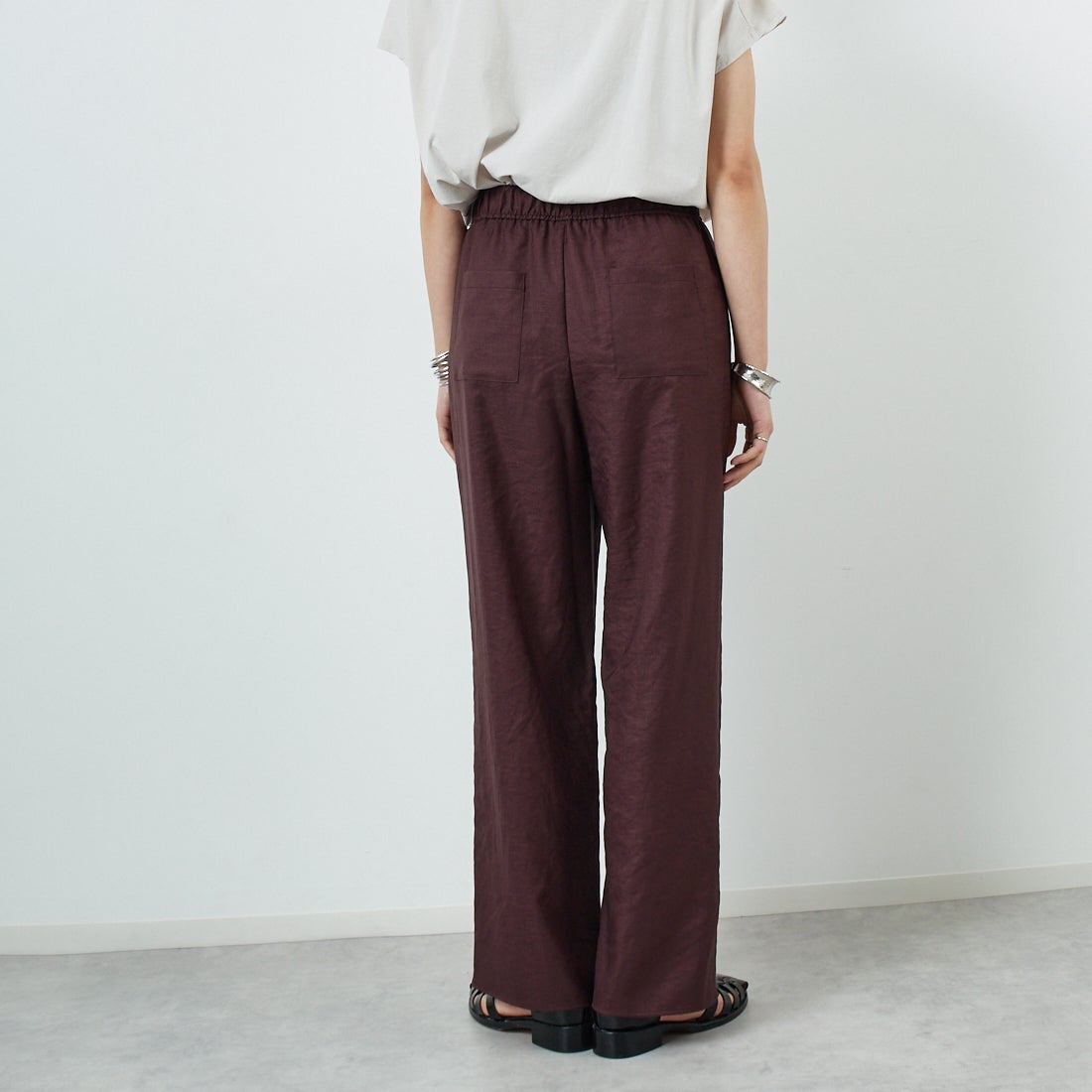 Jeans Factory Clothes [ジーンズファクトリークローズ] 杢調タンブラーツイルワイドパンツ [J-4402] 833 ﾌﾞﾗｳﾝ &&モデル身長：160cm 着用サイズ：36&&