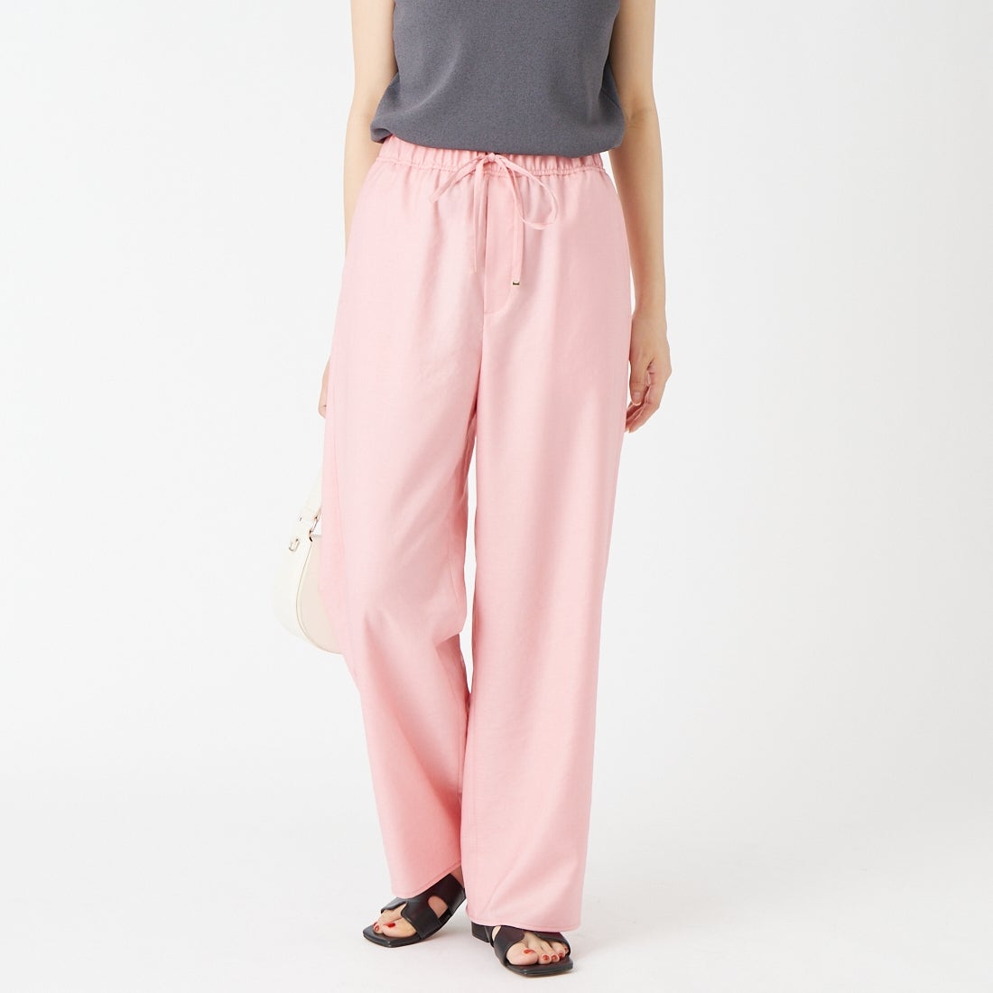 Jeans Factory Clothes [ジーンズファクトリークローズ] 杢調タンブラーツイルワイドパンツ [J-4402] 420 ﾋﾟﾝｸ &&モデル身長：162cm 着用サイズ：36&&