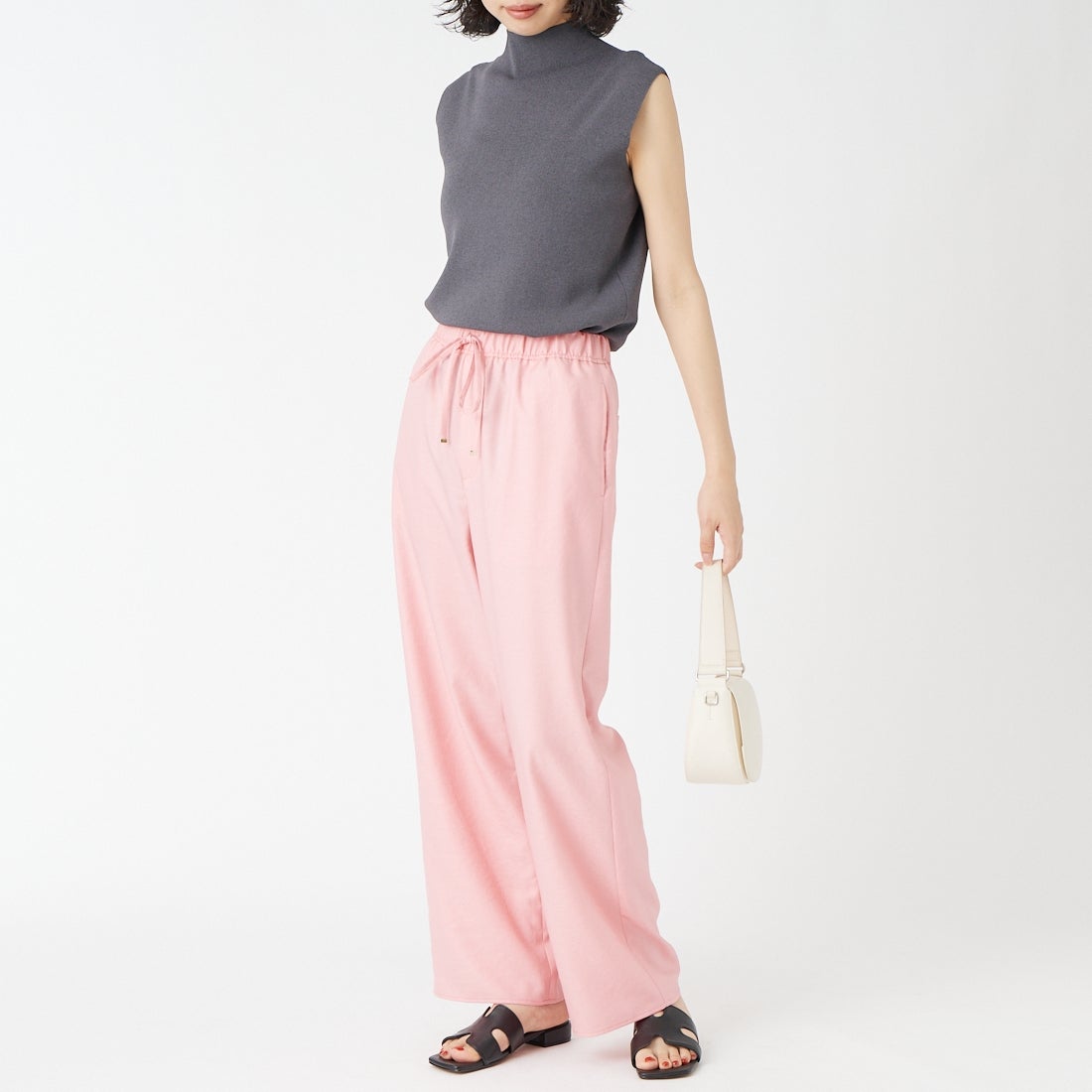 Jeans Factory Clothes [ジーンズファクトリークローズ] 杢調タンブラーツイルワイドパンツ [J-4402] 420 ﾋﾟﾝｸ &&モデル身長：162cm 着用サイズ：36&&