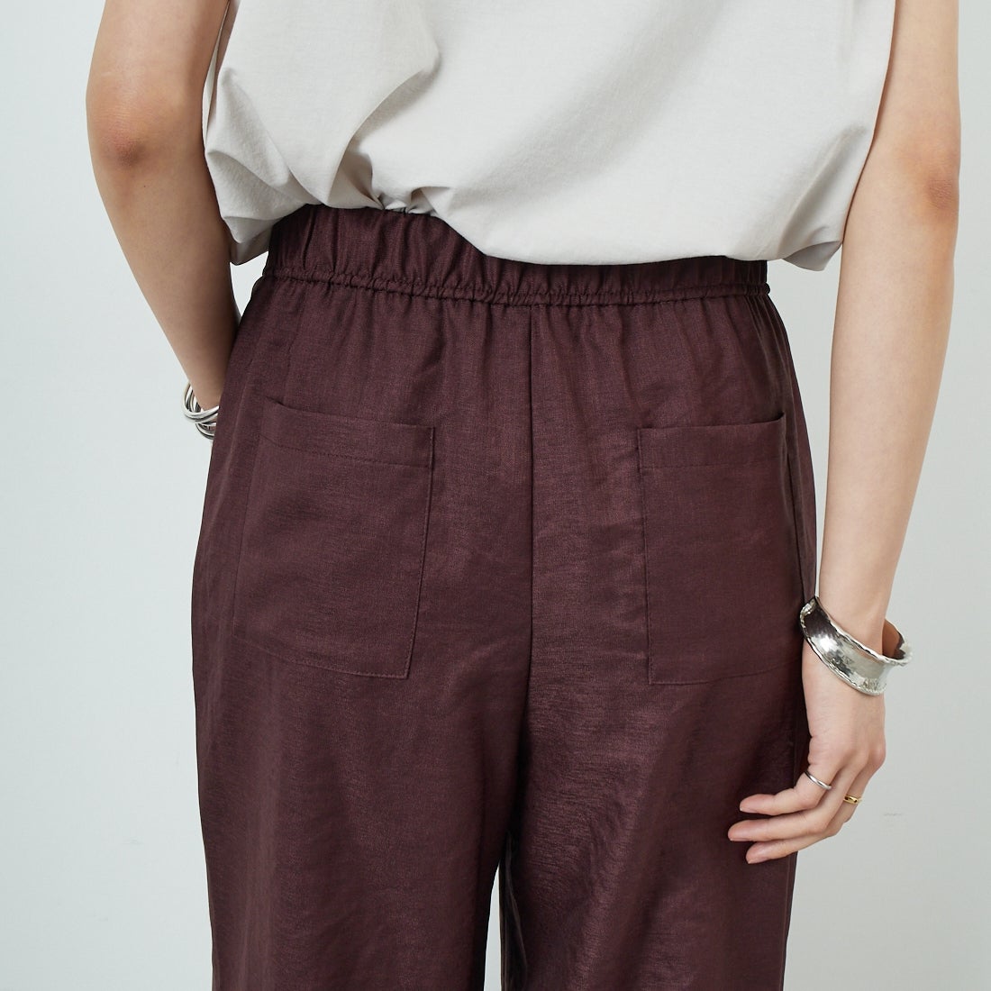 Jeans Factory Clothes [ジーンズファクトリークローズ] 杢調タンブラーツイルワイドパンツ [J-4402] 833 ﾌﾞﾗｳﾝ &&モデル身長：160cm 着用サイズ：36&&