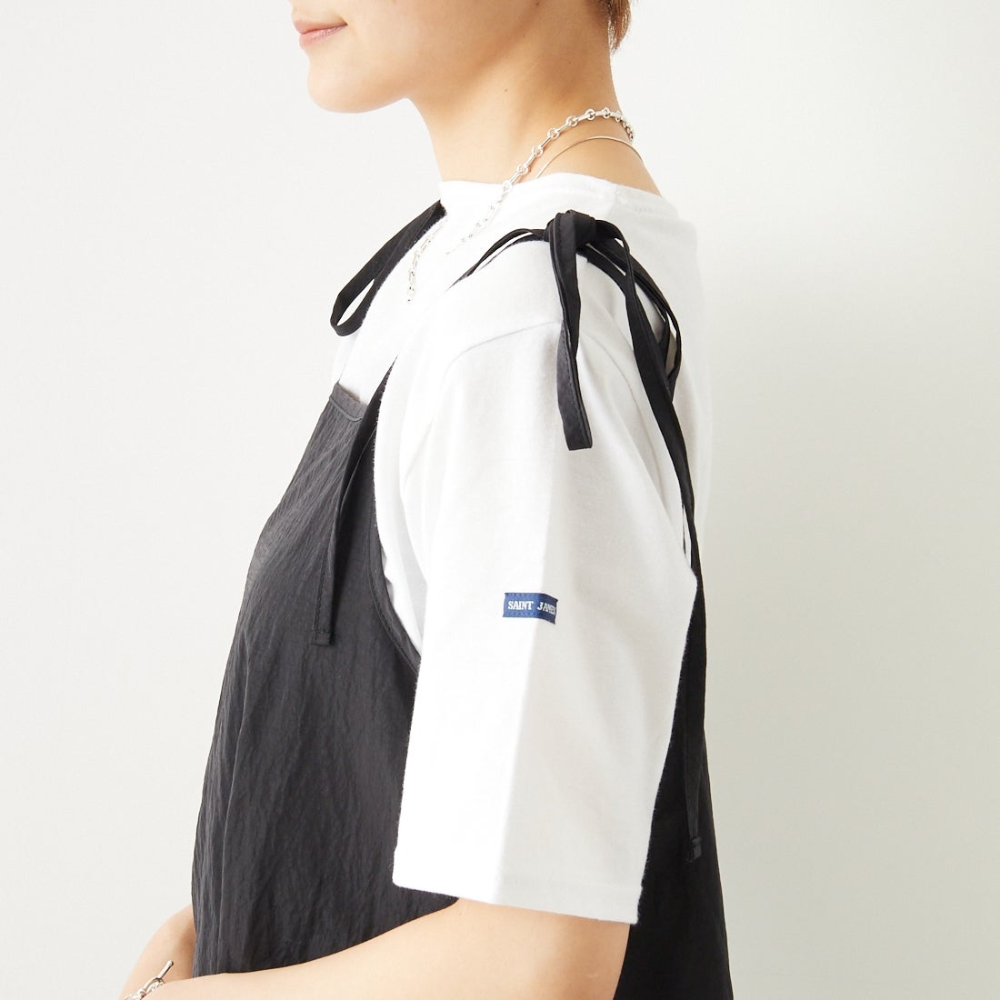 ST.JAMES [セントジェームス] ピリアックソリッドTシャツ [PIRIAC-SD] NEIGE &&モデル身長：160cm 着用サイズ：1&&
