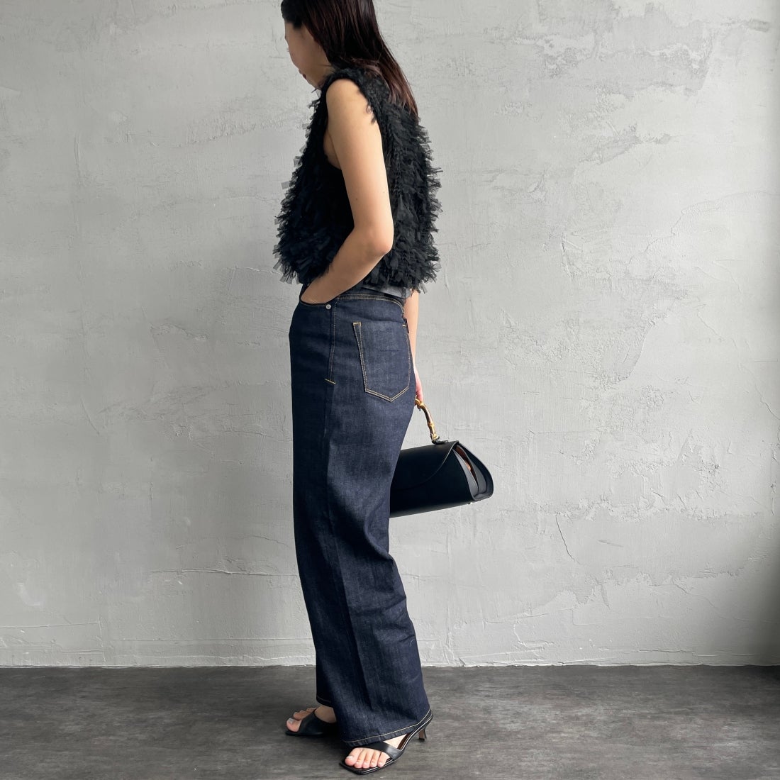 YANUK [ヤヌーク] ルーズストレート JOAN/ジョーン [57132220] OWI&&モデル身長：163cm　着用サイズ：24&&