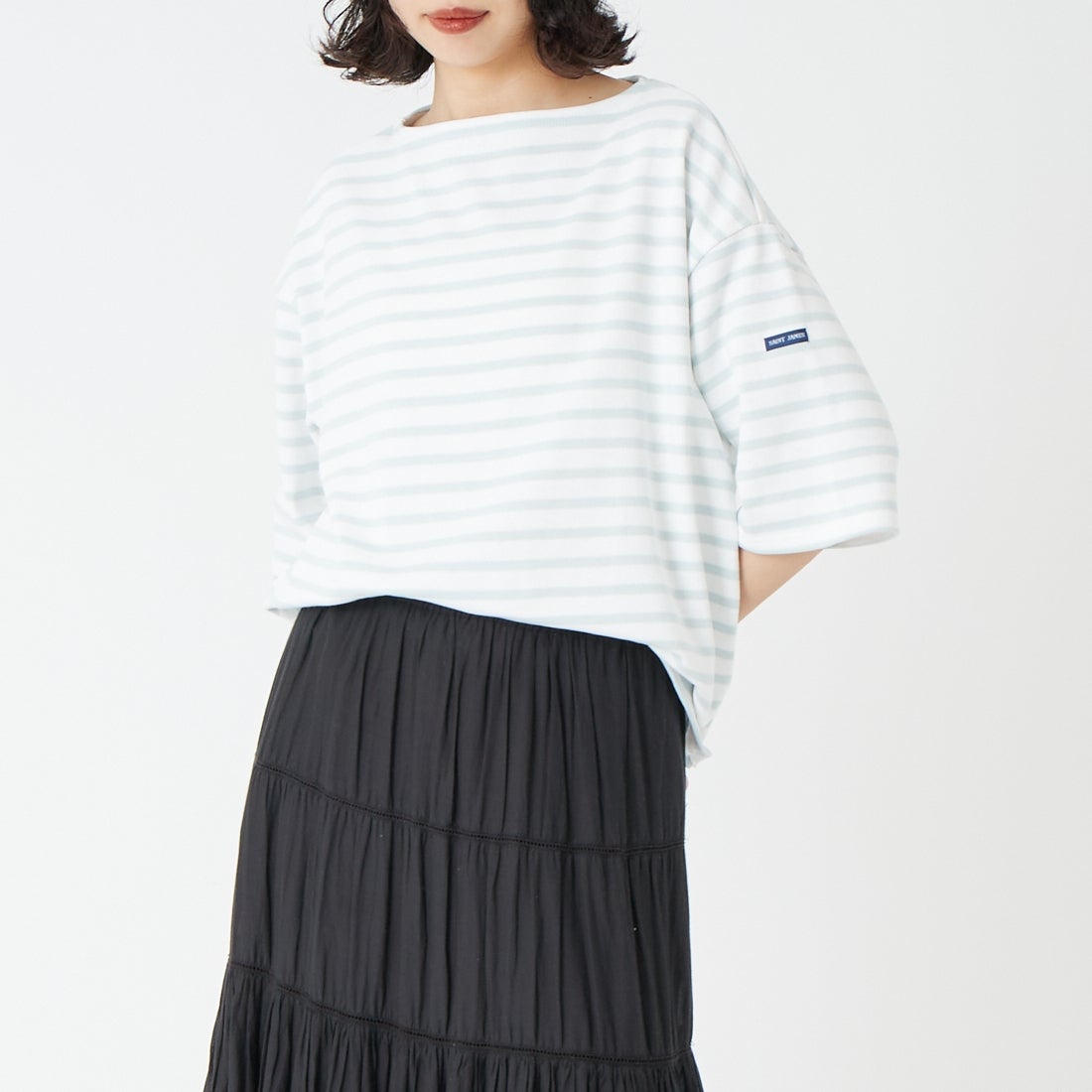 ST.JAMES [セントジェームス] 厚手ルーズドロップTシャツ [20JC-TEE-LOOSE] NEI/GAL &&モデル身長：162cm 着用サイズ：3&&