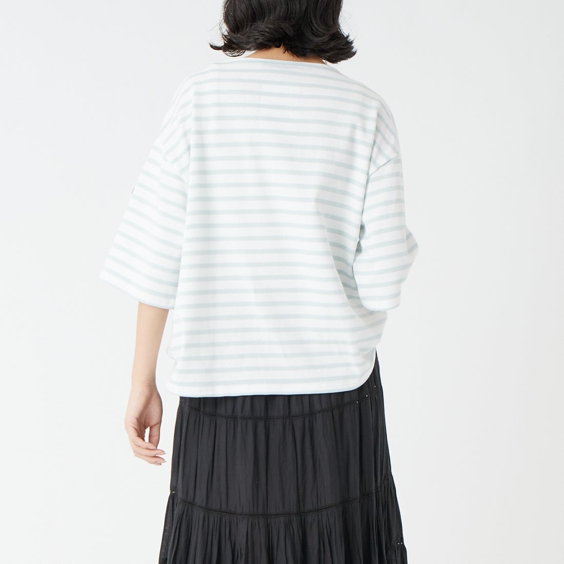 ST.JAMES [セントジェームス] 厚手ルーズドロップTシャツ [20JC-TEE-LOOSE] NEI/GAL &&モデル身長：162cm 着用サイズ：3&&