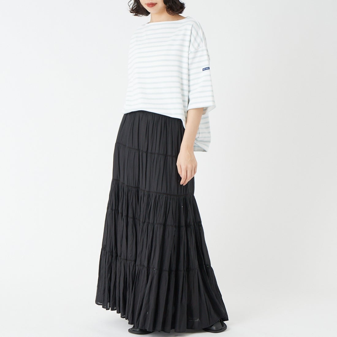 ST.JAMES [セントジェームス] 厚手ルーズドロップTシャツ [20JC-TEE-LOOSE] NEI/GAL &&モデル身長：162cm 着用サイズ：3&&