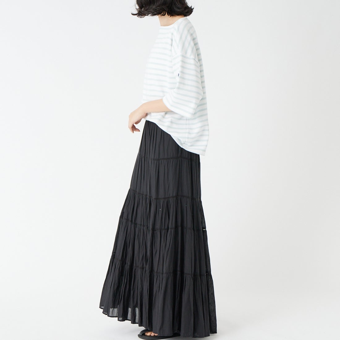 ST.JAMES [セントジェームス] 厚手ルーズドロップTシャツ [20JC-TEE-LOOSE] NEI/GAL &&モデル身長：162cm 着用サイズ：3&&
