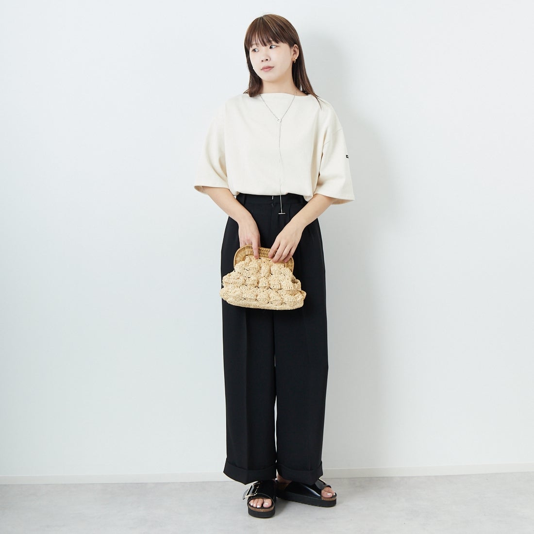 ST.JAMES [セントジェームス] 厚手ルーズドロップTシャツ [20JC-TEE-LOOSE] NEIGE &&モデル身長：167cm 着用サイズ：3&&