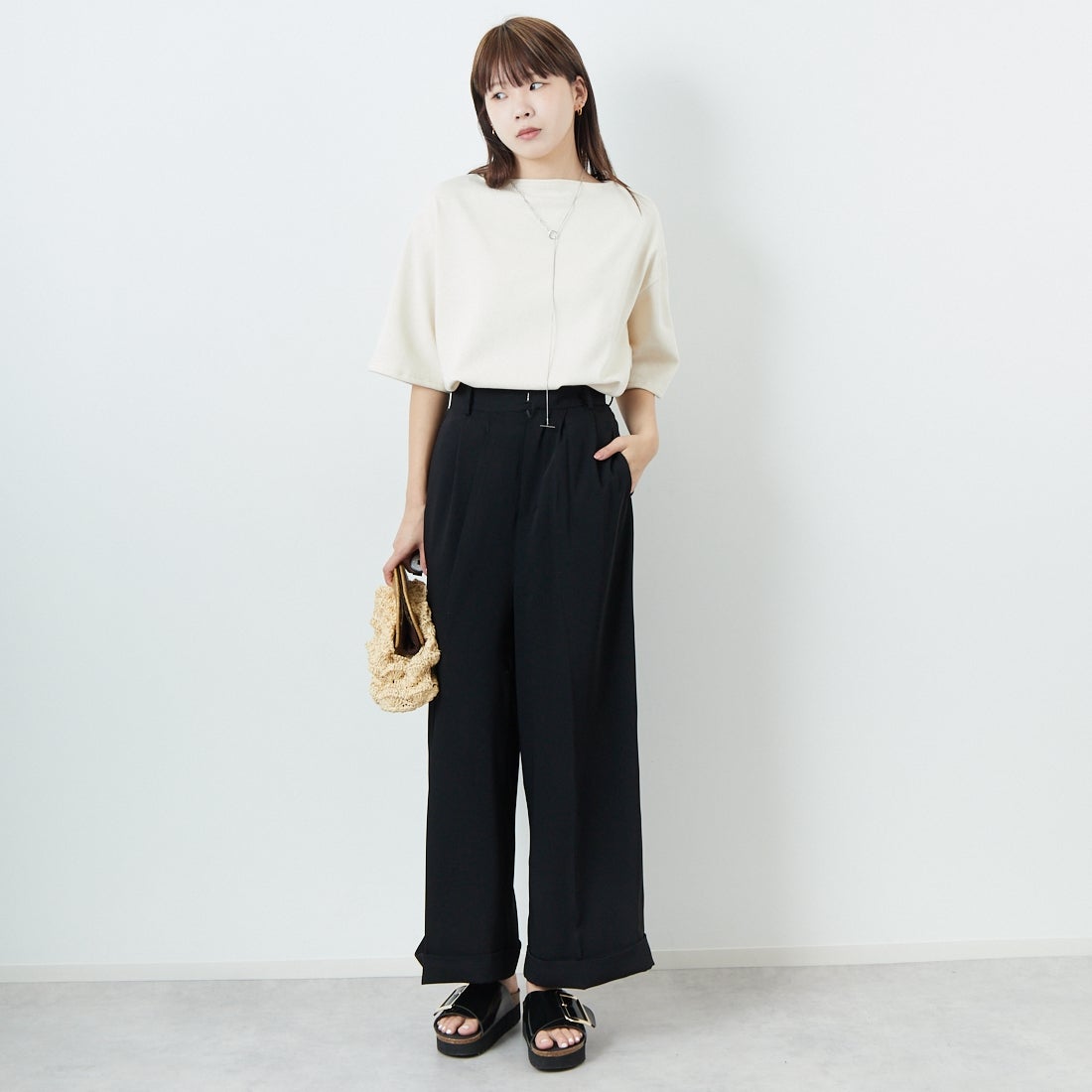 ST.JAMES [セントジェームス] 厚手ルーズドロップTシャツ [20JC-TEE-LOOSE] NEIGE &&モデル身長：167cm 着用サイズ：3&&