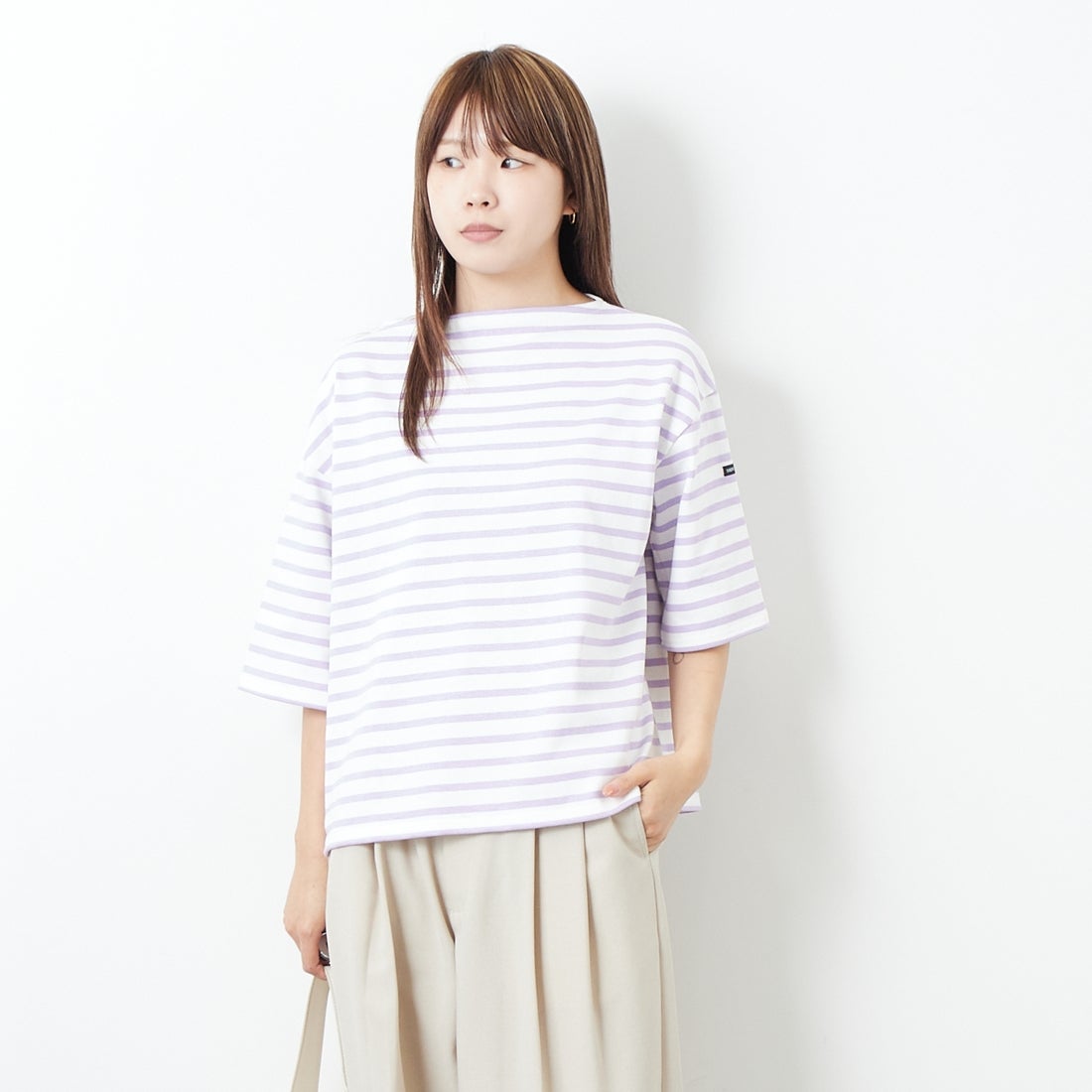 ST.JAMES [セントジェームス] 厚手ルーズドロップTシャツ [20JC-TEE-LOOSE] NEI/LAI &&モデル身長：167cm 着用サイズ：3&&