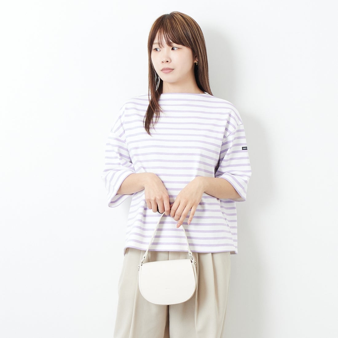 ST.JAMES [セントジェームス] 厚手ルーズドロップTシャツ [20JC-TEE-LOOSE] NEI/LAI &&モデル身長：167cm 着用サイズ：3&&