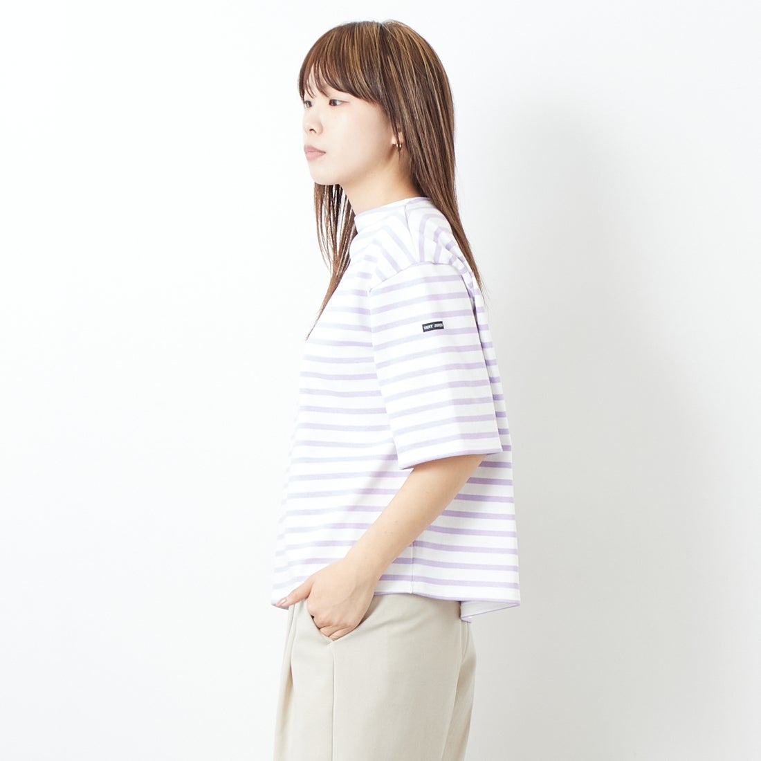 ST.JAMES [セントジェームス] 厚手ルーズドロップTシャツ [20JC-TEE-LOOSE] NEI/LAI &&モデル身長：167cm 着用サイズ：3&&