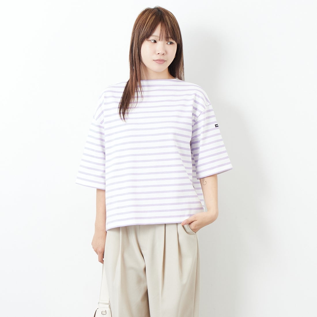 ST.JAMES [セントジェームス] 厚手ルーズドロップTシャツ [20JC-TEE-LOOSE] NEI/LAI &&モデル身長：167cm 着用サイズ：3&&