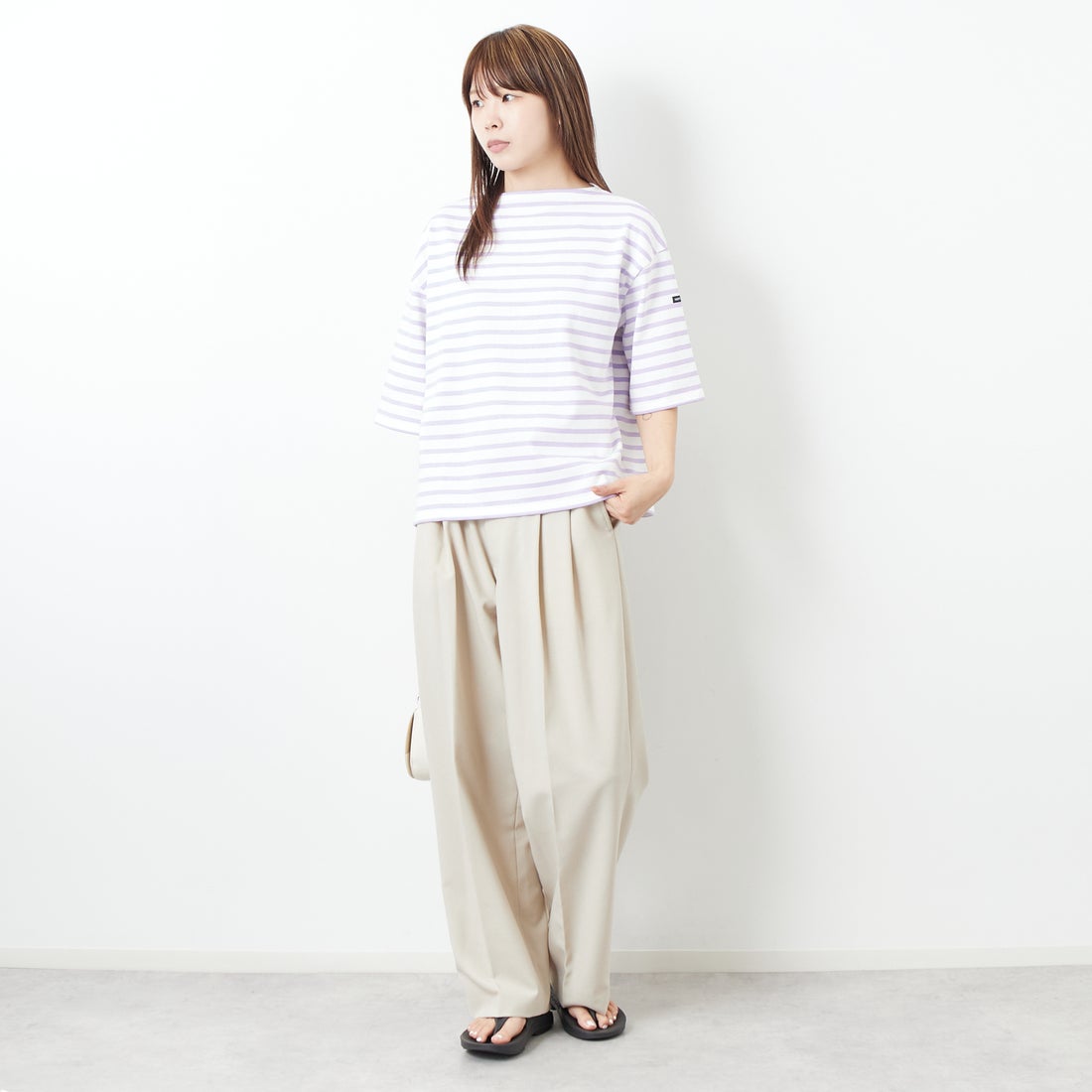 ST.JAMES [セントジェームス] 厚手ルーズドロップTシャツ [20JC-TEE-LOOSE] NEI/LAI &&モデル身長：167cm 着用サイズ：3&&