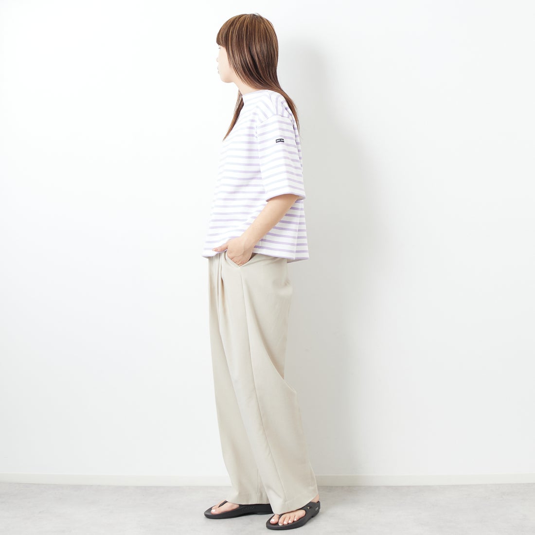 ST.JAMES [セントジェームス] 厚手ルーズドロップTシャツ [20JC-TEE-LOOSE] NEI/LAI &&モデル身長：167cm 着用サイズ：3&&