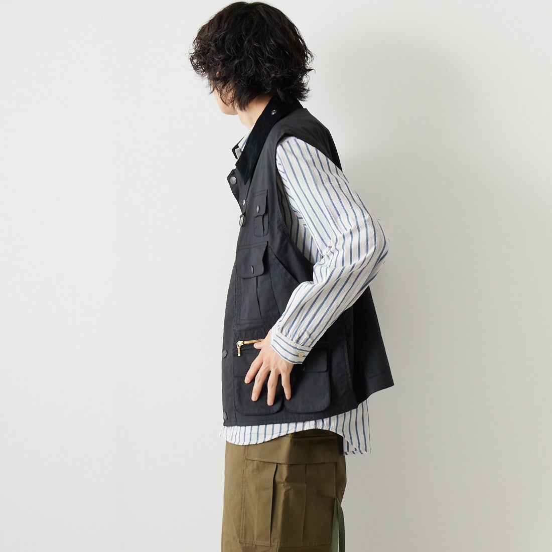 Barbour [バブアー] LAKELAND フィッシングベスト [231MGIGO01] 20 BLACK &&モデル身長：182cm 着用サイズ：40&&
