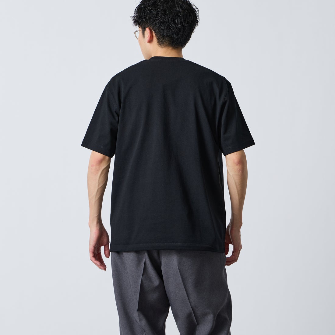 DANTON [ダントン] ソリッド ポケットTシャツ [DT-C0198TCB] BLACK &&モデル身長：168cm 着用サイズ：L&&