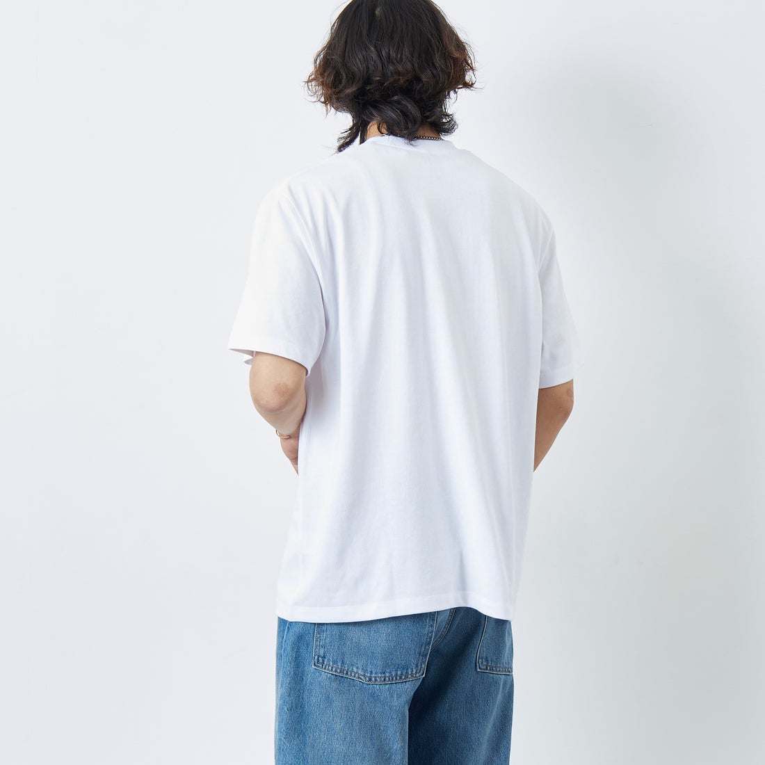 DANTON [ダントン] ソリッド ポケットTシャツ [DT-C0198TCB] WHITE &&モデル身長：179cm 着用サイズ：XL&&