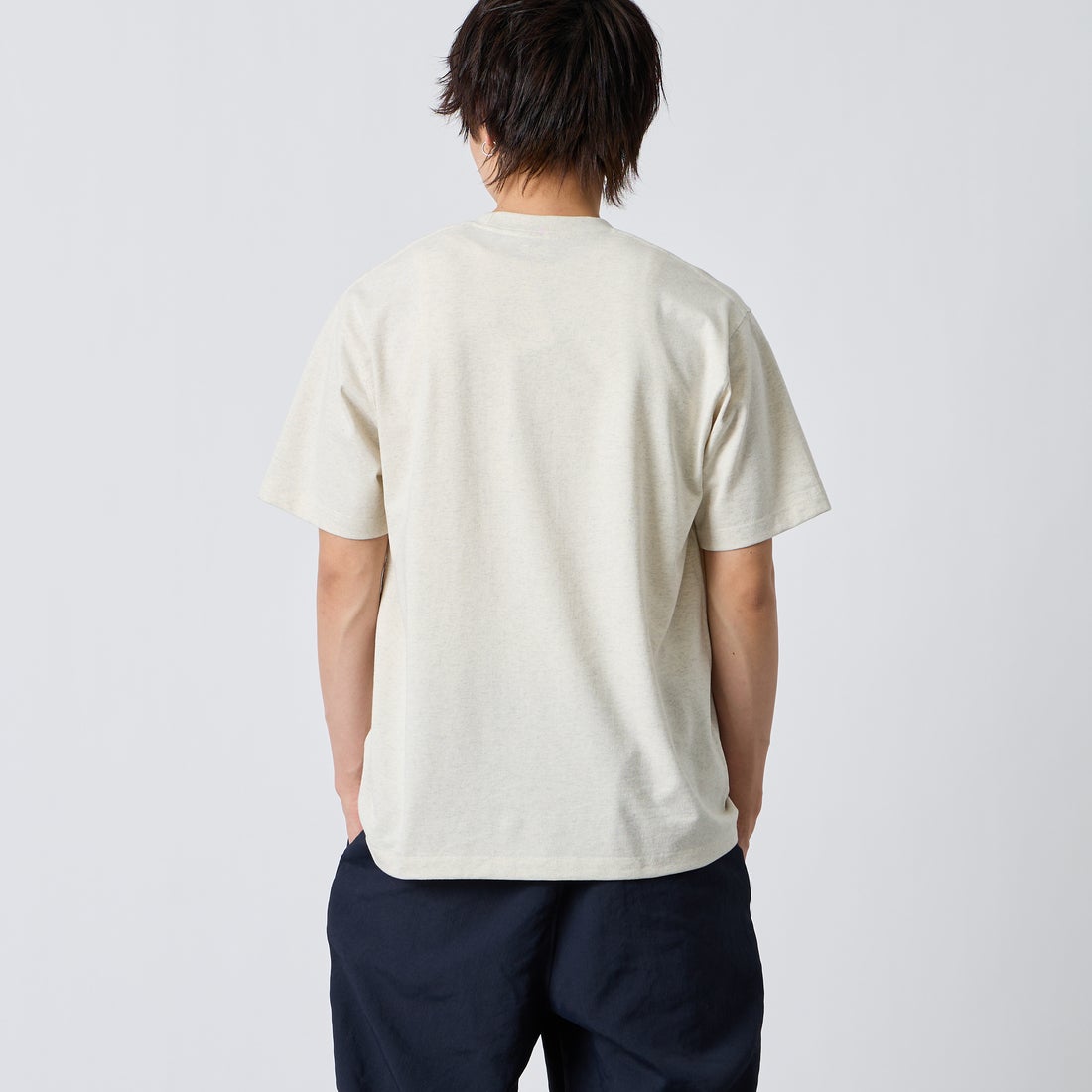 DANTON [ダントン] ソリッド ポケットTシャツ [DT-C0198TCB] HEATHER IV &&モデル身長：177cm 着用サイズ：L&&