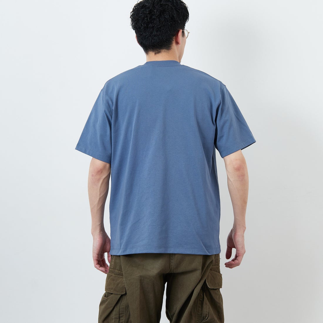 DANTON [ダントン] ソリッド ポケットTシャツ [DT-C0198TCB] DK.SAX &&モデル身長：168cm 着用サイズ：M&&