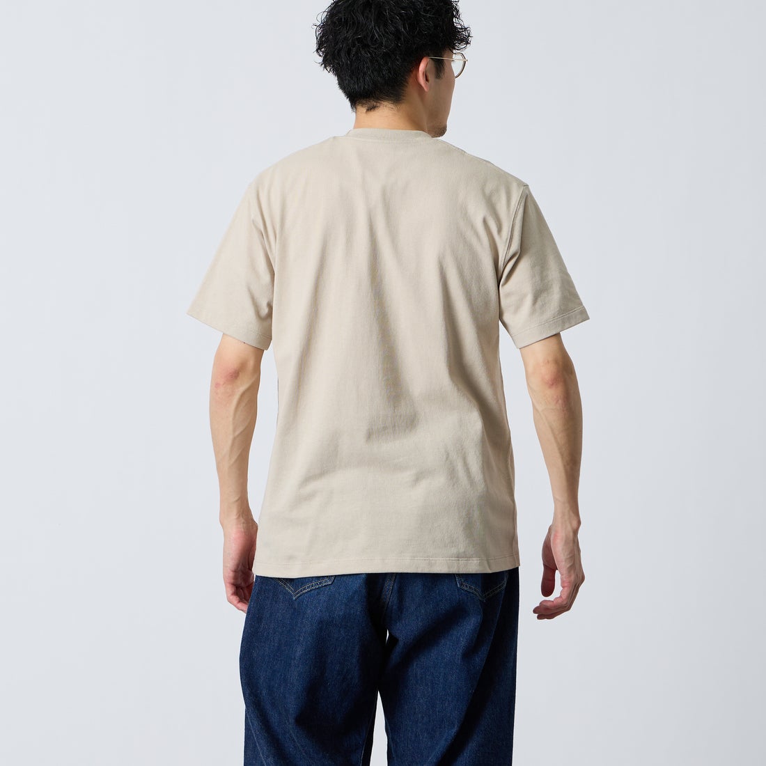 DANTON [ダントン] ソリッド ポケットTシャツ [DT-C0198TCB] GREIGE &&モデル身長：168cm 着用サイズ：S&&
