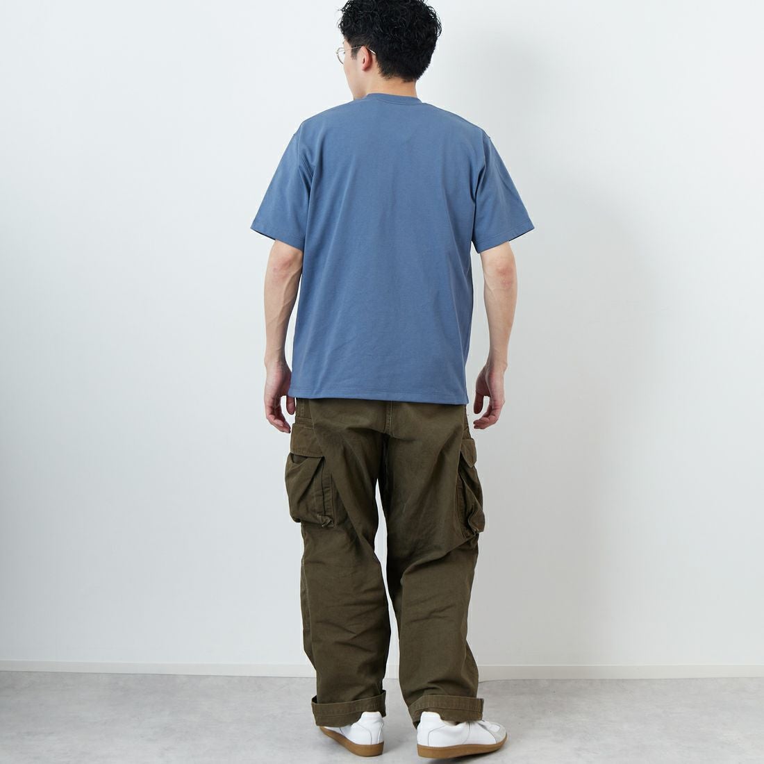 DANTON [ダントン] ソリッド ポケットTシャツ [DT-C0198TCB] DK.SAX &&モデル身長：168cm 着用サイズ：M&&