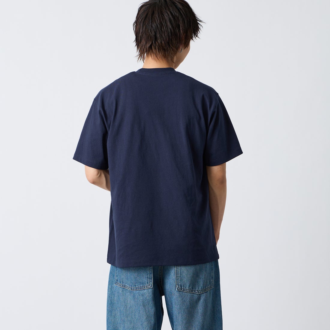 DANTON [ダントン] ソリッド ポケットTシャツ [DT-C0198TCB] NAVY &&モデル身長：177cm 着用サイズ：L&&