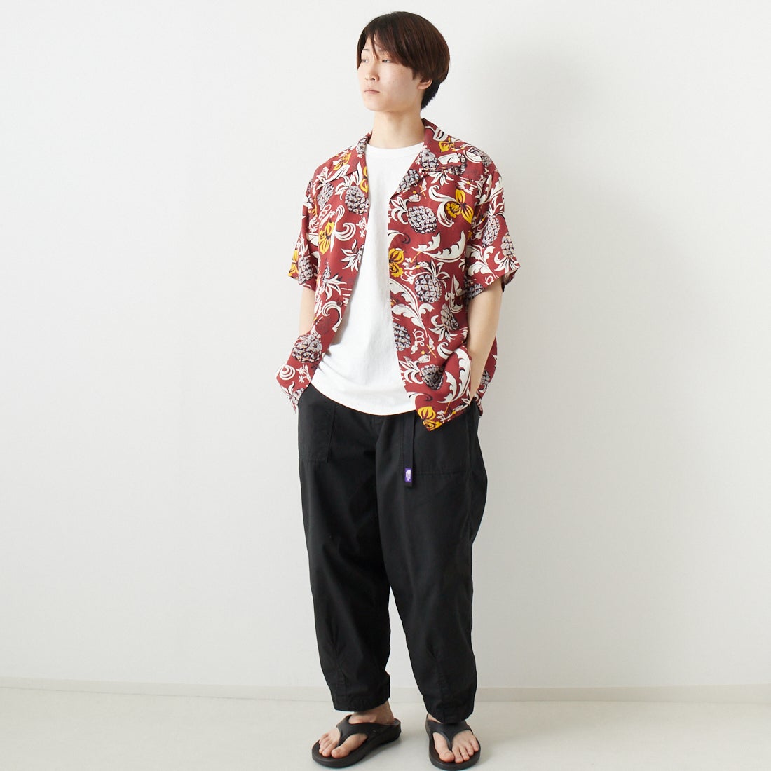 SUN SURF [サンサーフ] レーヨンハワイアンシャツ [SS39022] 138 BROWN &&モデル身長：169cm 着用サイズ：XL&&