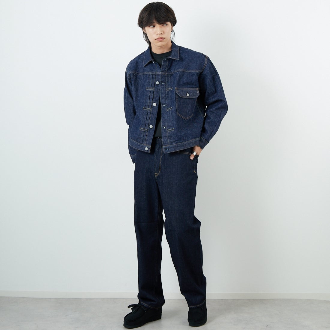 orSlow [オアスロウ] TYPE1 ヴィンテージウォッシュデニムジャケット [03-6011] 81 ONEWASH &&モデル身長：179cm 着用サイズ：4&&