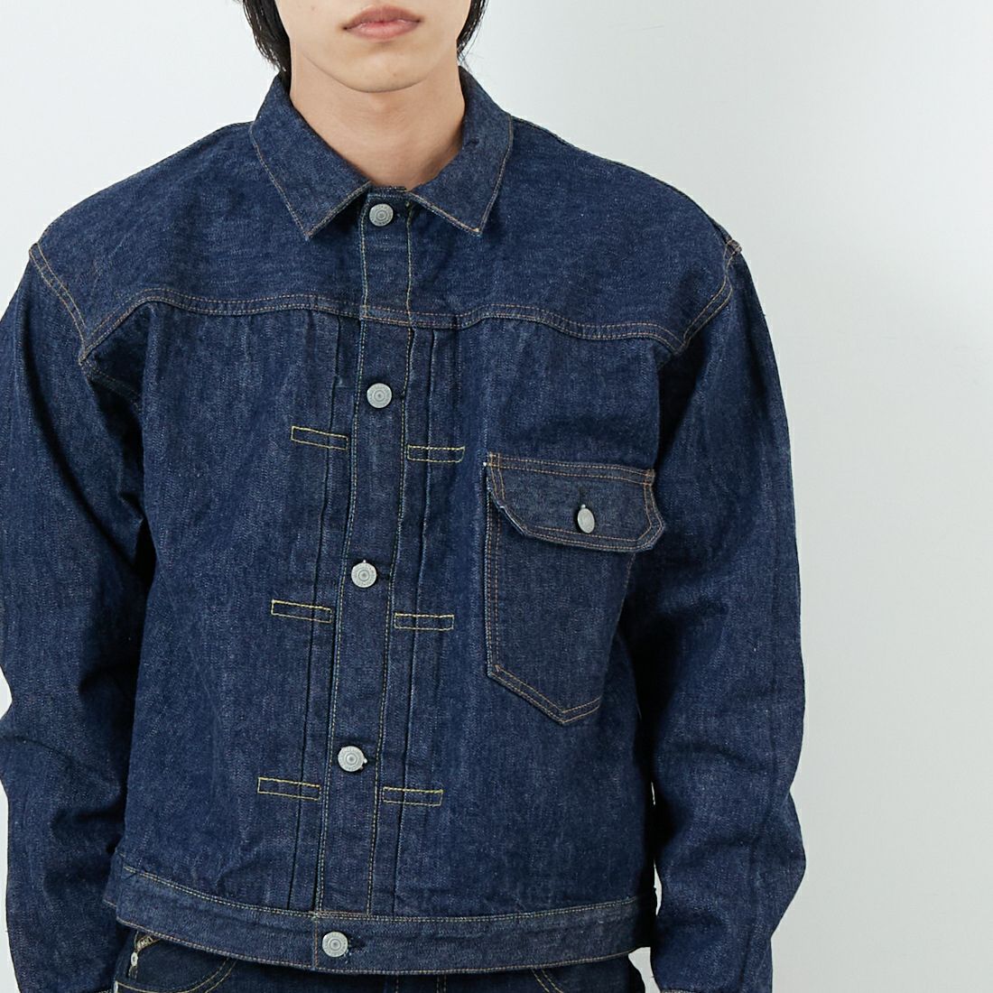 orSlow [オアスロウ] TYPE1 ヴィンテージウォッシュデニムジャケット [03-6011] 81 ONEWASH &&モデル身長：179cm 着用サイズ：4&&