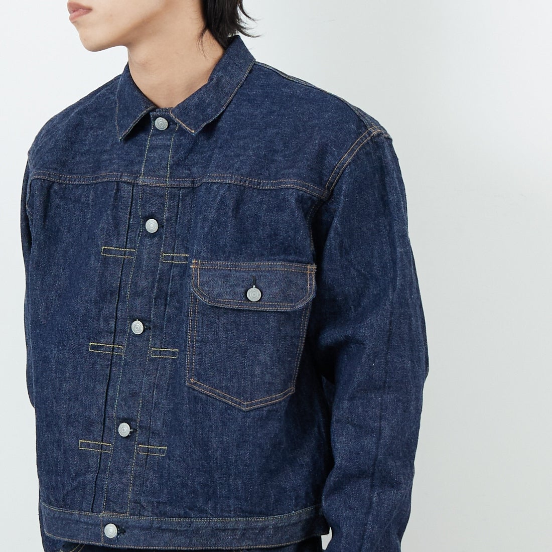 orSlow [オアスロウ] TYPE1 ヴィンテージウォッシュデニムジャケット [03-6011] 81 ONEWASH &&モデル身長：179cm 着用サイズ：4&&