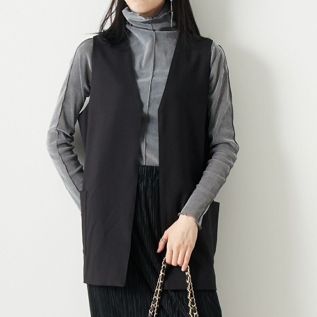 ALLUMER [アリュメール] コットンレーヨンミドルレングスジレ [8254615] 700 BLACK