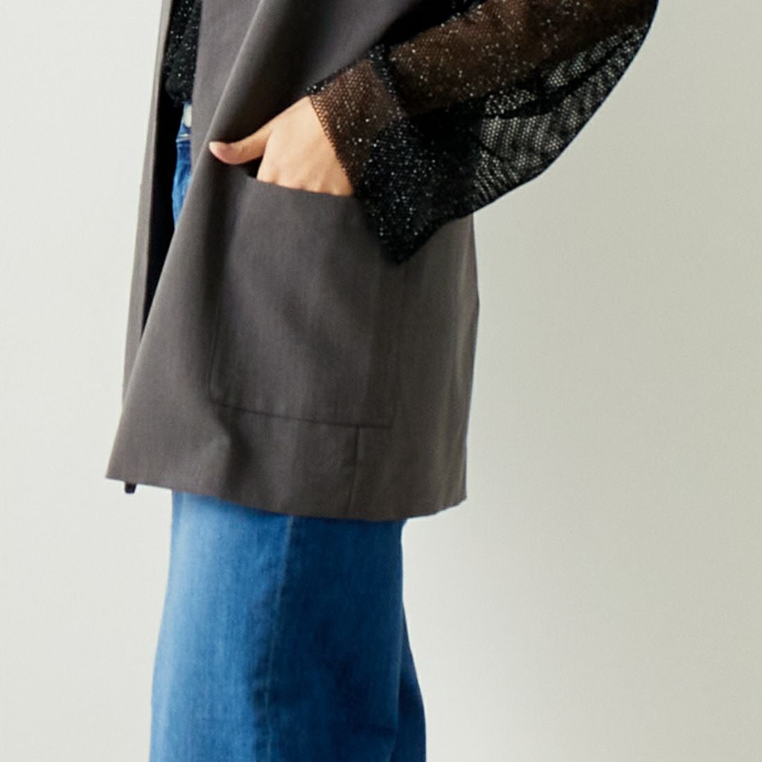 ALLUMER [アリュメール] コットンレーヨンミドルレングスジレ [8254615] 805 CHARCO