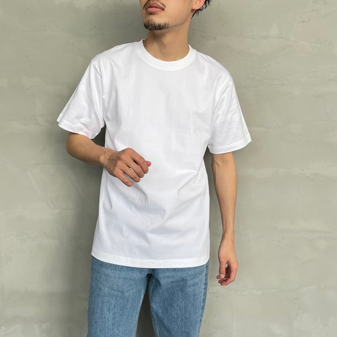 Hanes [ヘインズ] BEEFY ショートスリーブTシャツ [H5180] 010 ﾎﾜｲﾄ &&モデル身長：168cm 着用サイズ：L&&