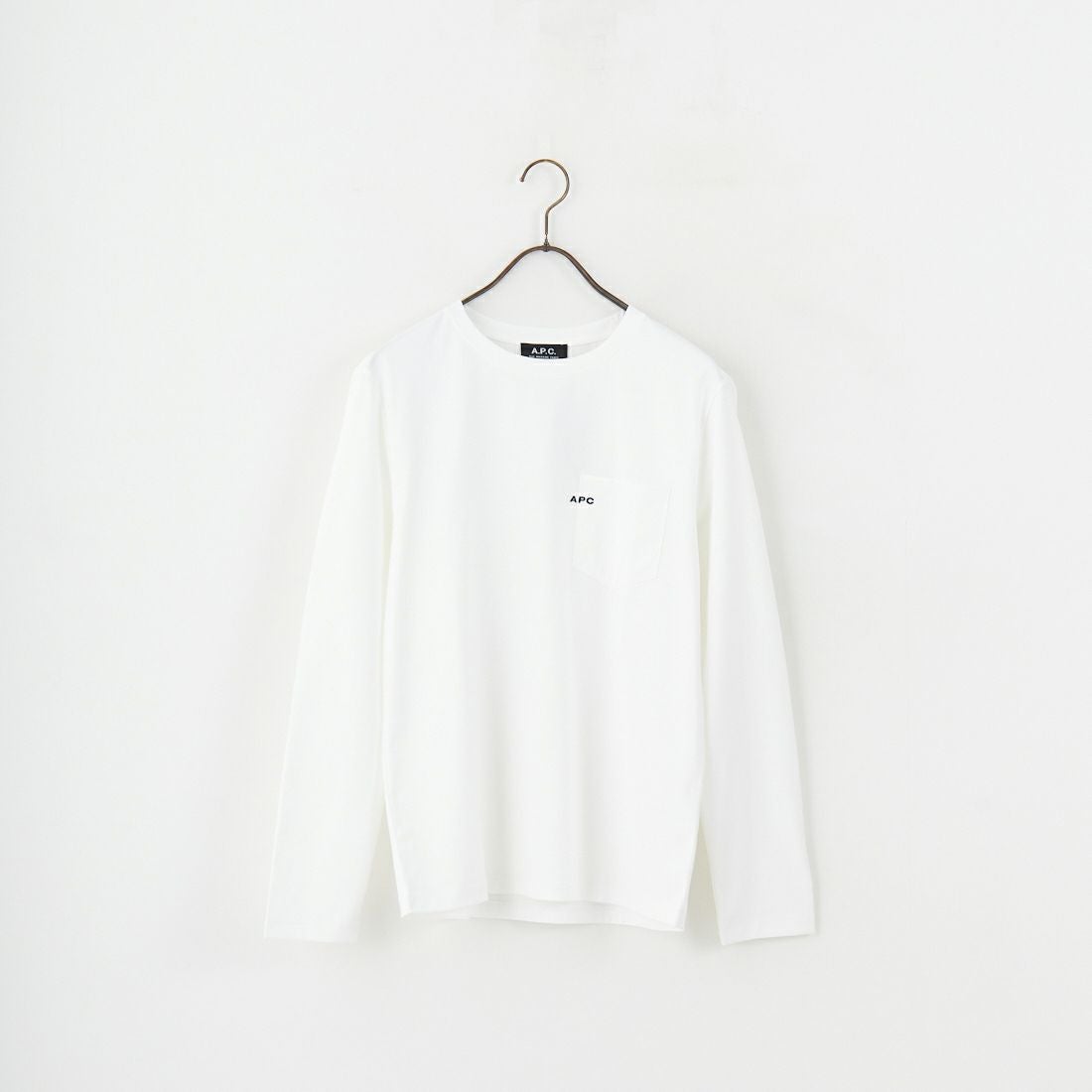 A.P.C. [アー・ペー・セー] ロゴ刺繍 長袖ポケットTシャツ [POCKET-EMB-T] 90 BLANC