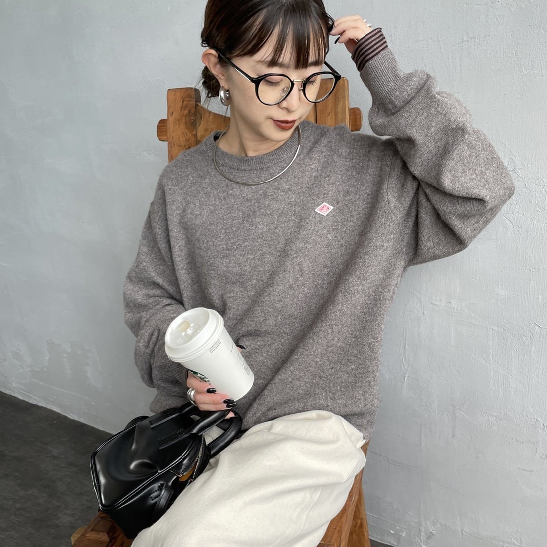 DANTON [ダントン] ラムウール クルーネックカーディガン [DT-D0031LMW