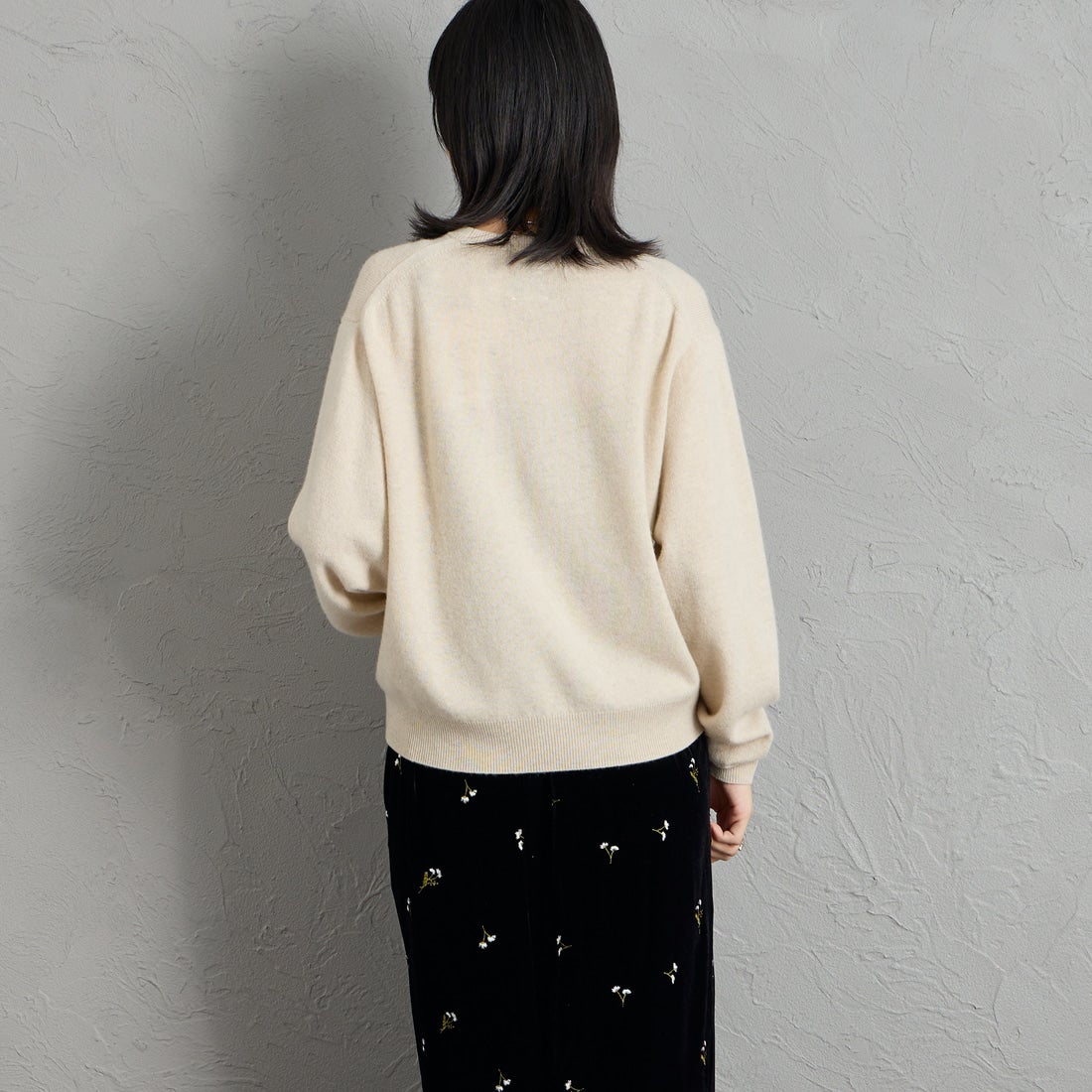 DANTON [ダントン] クルーネックプルオーバーニット [DT-D0027LMW] OATMEAL &&モデル身長：162cm 着用サイズ：36&&