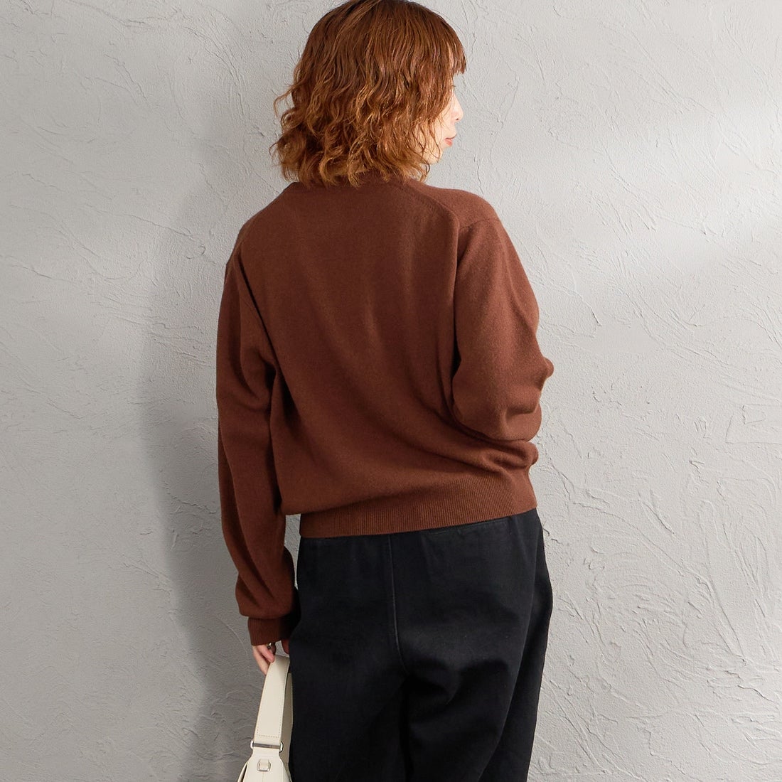 DANTON [ダントン] クルーネックプルオーバーニット [DT-D0027LMW] BEIGE BROW &&モデル身長：158cm 着用サイズ：36&&