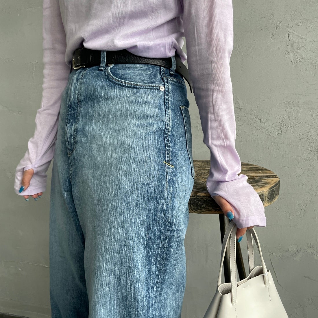 YANUK [ヤヌーク] ルーズストレート JOAN/ジョーン [57133221] FVB &&モデル身長：163cm 着用サイズ：24&&