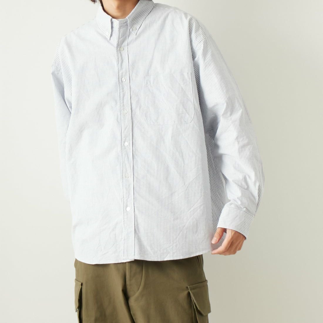 VALTA [ヴァルタ] 別注 ビックシャツ [VA23SS3029-JF] ST240 NAVY &&モデル身長：180cm 着用サイズ：L&&