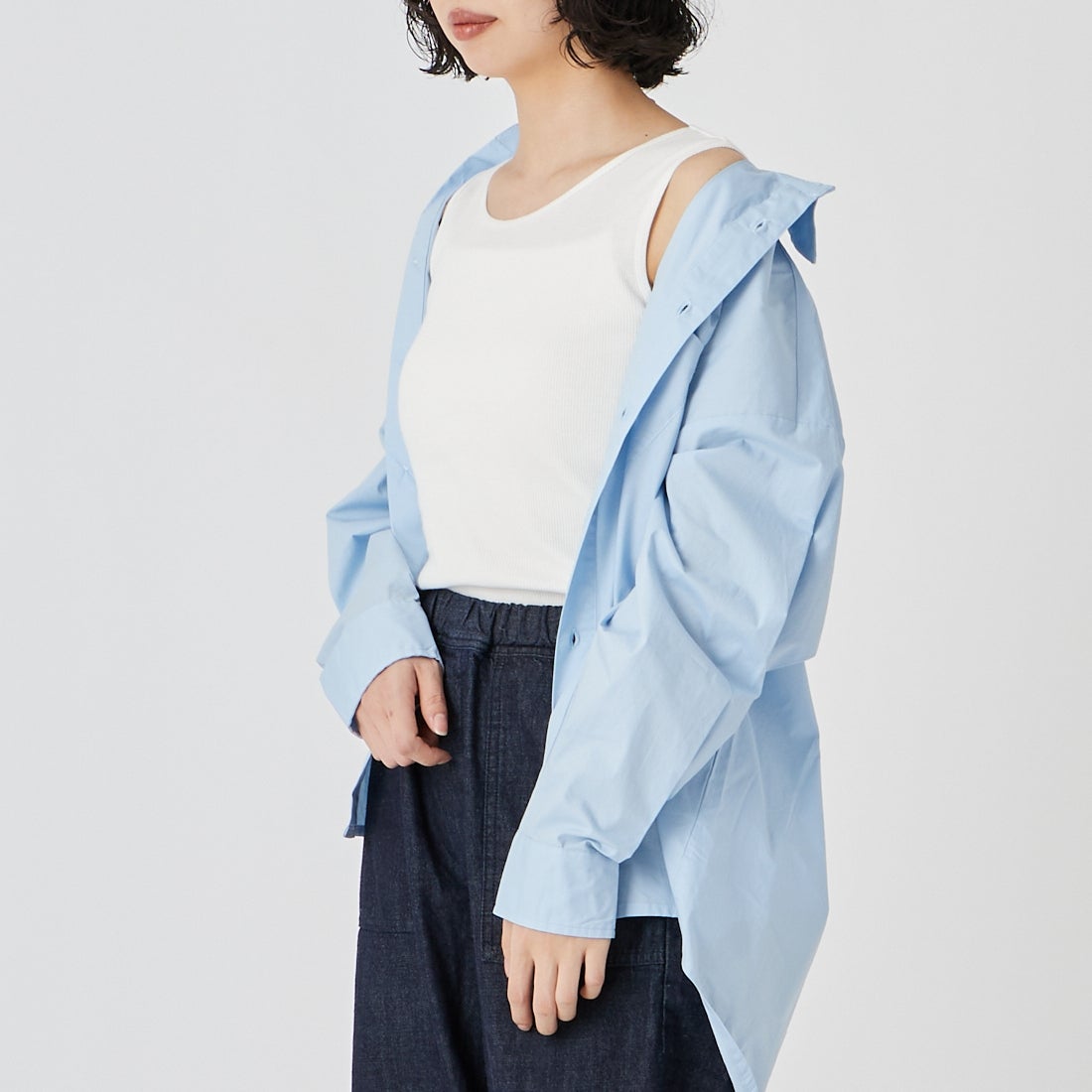 tumugu: [ツムグ] コットンノヴァテレコタンクトップ [TC20101] 02 OFF &&モデル身長：162cm 着用サイズ：F&&