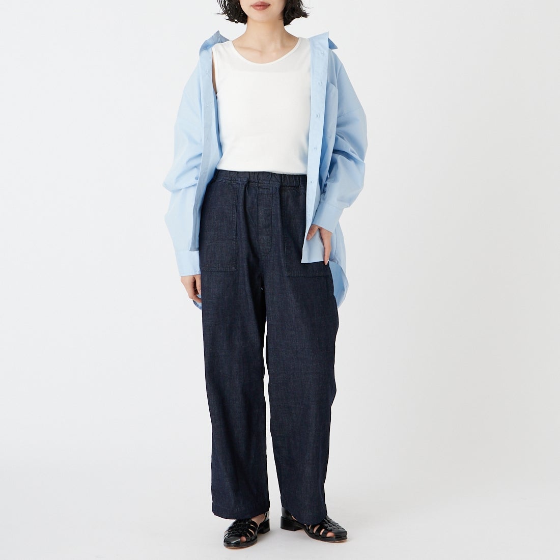 tumugu: [ツムグ] コットンノヴァテレコタンクトップ [TC20101] 02 OFF &&モデル身長：162cm 着用サイズ：F&&