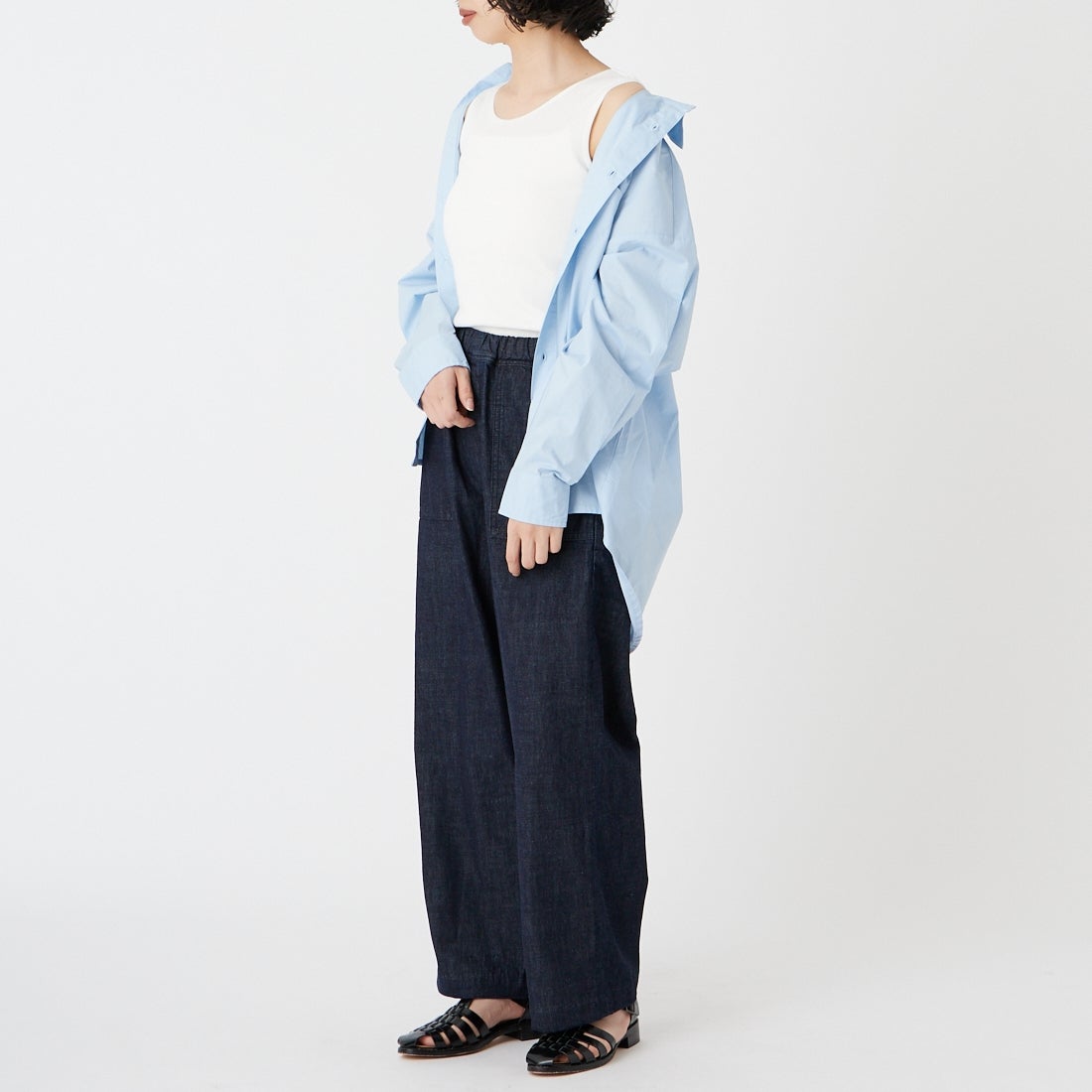 tumugu: [ツムグ] コットンノヴァテレコタンクトップ [TC20101] 02 OFF &&モデル身長：162cm 着用サイズ：F&&