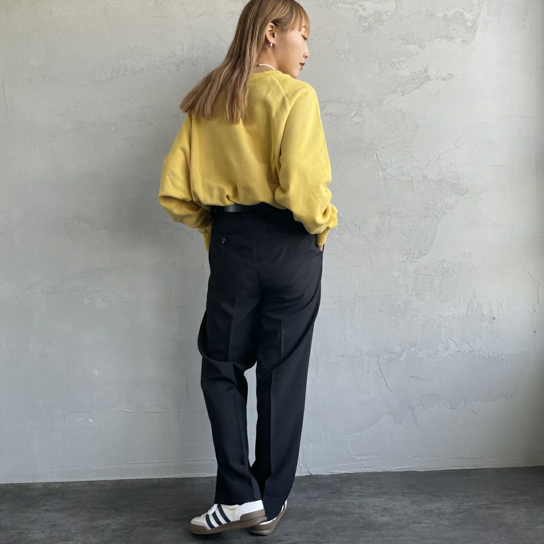 THE SHINZONE [ザ シンゾーン] クライスラーパンツ [21AMSPA01] 07 BLACK&&モデル身長：156cm 着用サイズ：PO&&