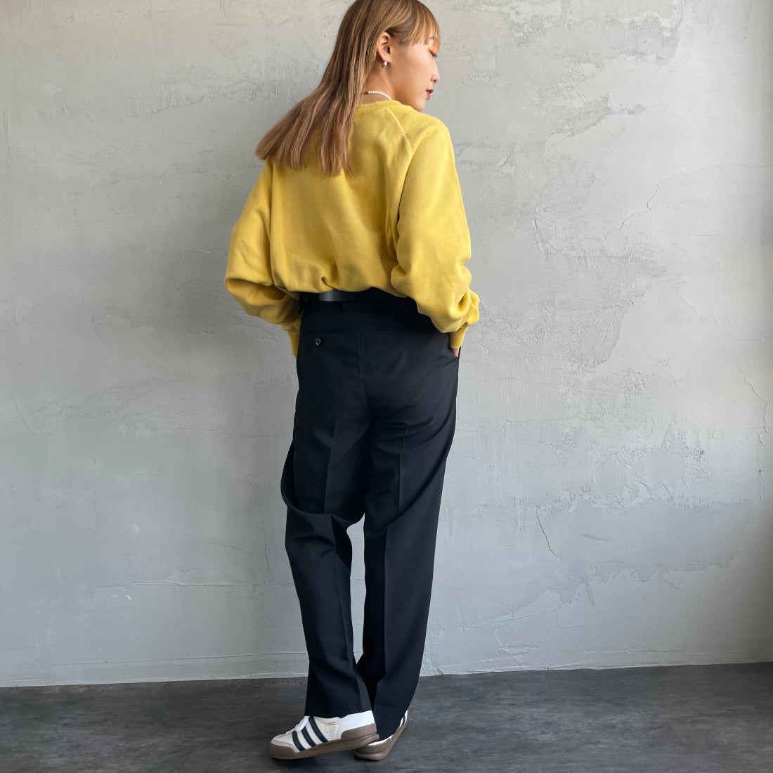 THE SHINZONE [ザ シンゾーン] クライスラーパンツ [21AMSPA01] 07 BLACK&&モデル身長：156cm 着用サイズ：PO&&